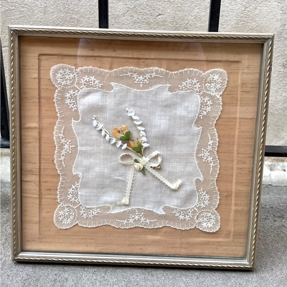 Vintage Lace Doilies Victorian Flowers Art Work Framed By Artisan’s Arroben Cent